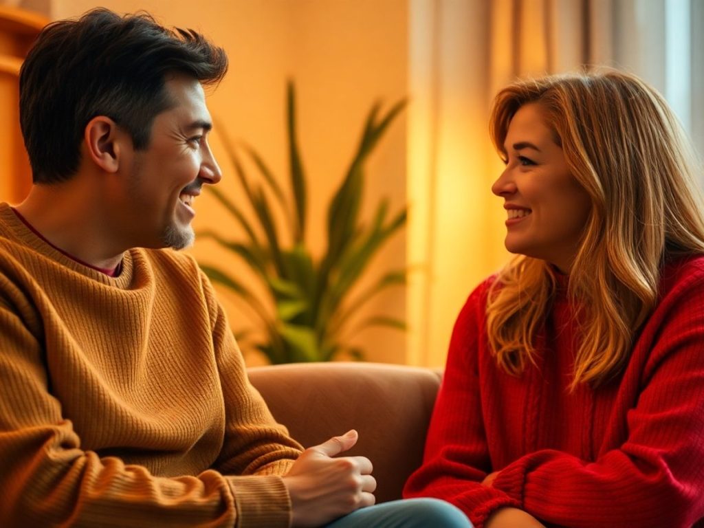 Două persoane discutând cu empatie și înțelegere.