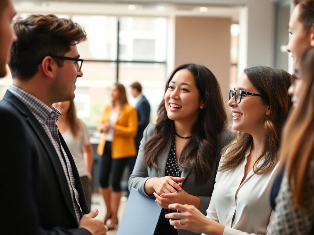 Oamenii discutând și comunicând într-un mediu profesional.