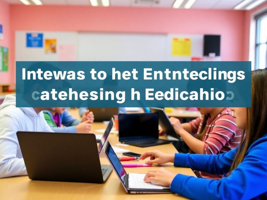 Elevi folosind tehnologia în clasă pentru învățare.