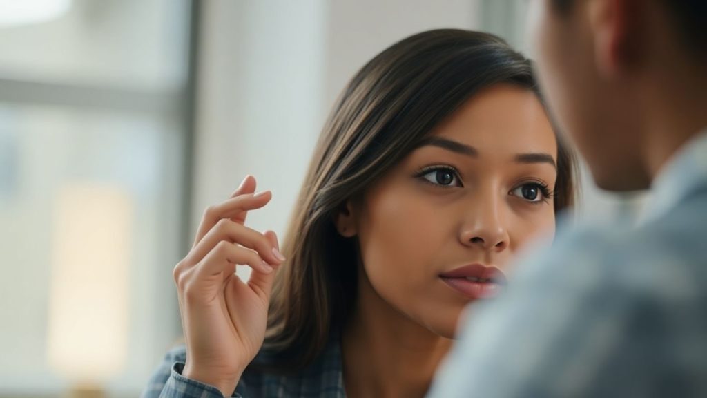 Persoană primind feedback constructiv pentru creștere.